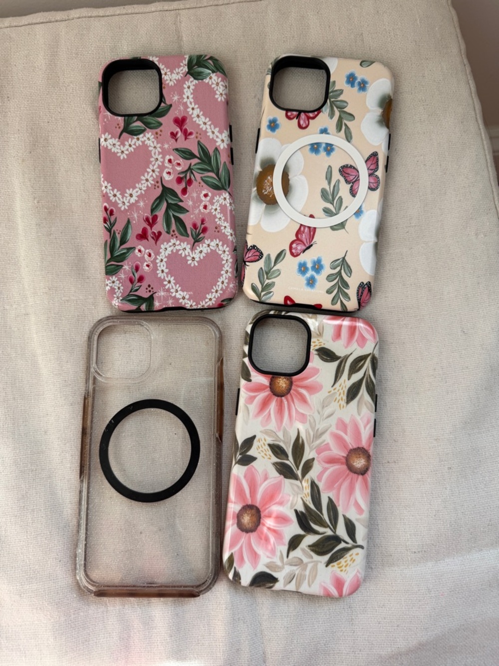 Floral iPhone 13 Case Set - Pink & Cream Designs